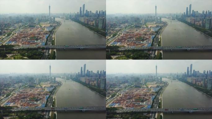 广州会展中心珠江空中全景4k中国