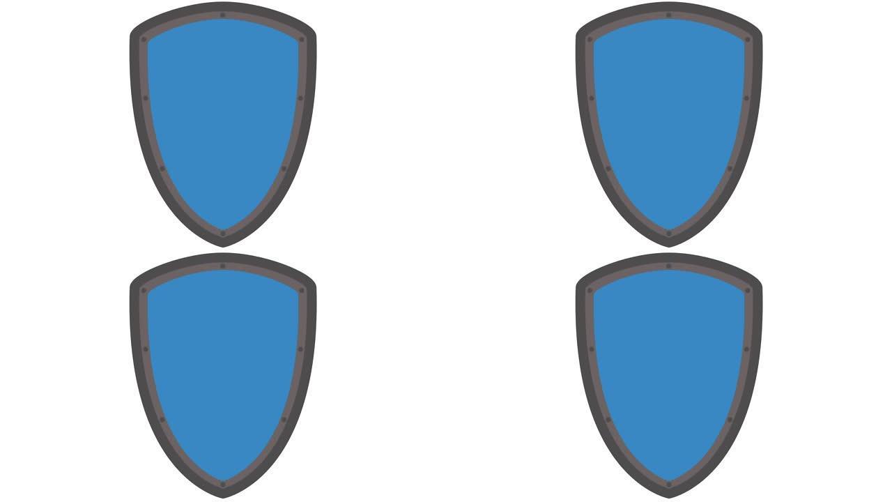 盾牌图标标志，安全和安保概念进出动画蓝色