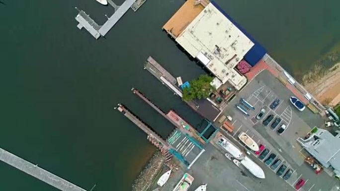 美国纽约长岛华盛顿港码头的空中风景