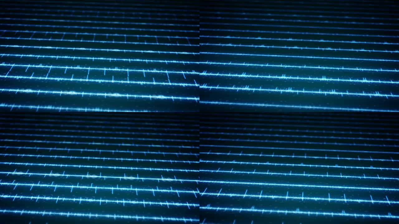 屏幕上的蓝色数字音频波无缝循环动画