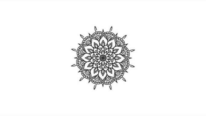 抽象装饰数字手绘曼陀罗镜头。花卉复古纹身装饰元素东方伊斯兰图案