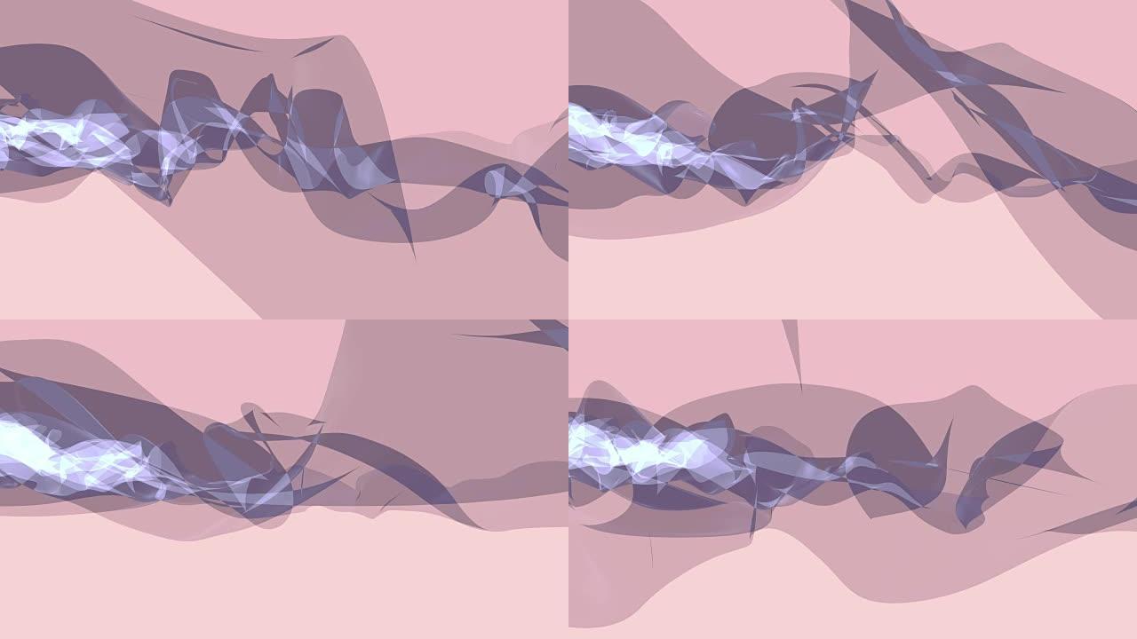 软丝烟蓝丝带轻柔流动挥舞数字模拟湍流抽象动画背景新质量动态艺术运动七彩酷漂亮漂亮全高清视频素材