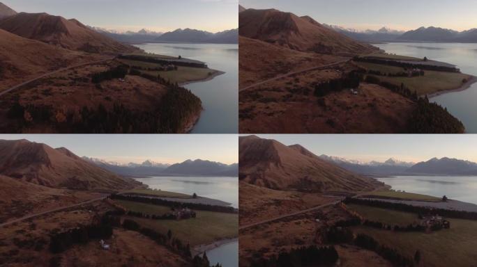 新西兰南岛坎特伯雷高地奥拉基库克山和普卡基湖公路空中之旅