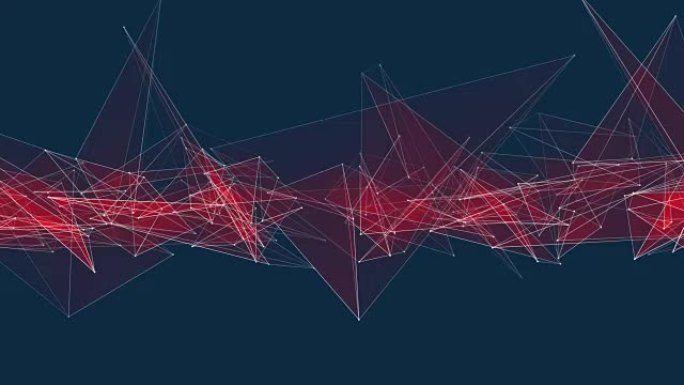 抽象红色poligon网络连接云动画背景新质量动态技术运动彩色视频素材