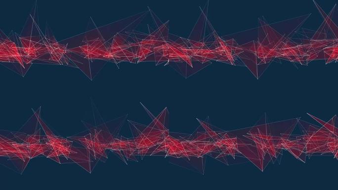抽象红色poligon网络连接云动画背景新质量动态技术运动彩色视频素材