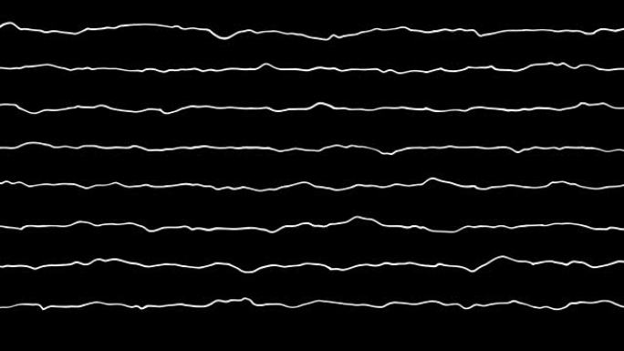 声音信号的动画，黑色背景上的白波均衡器