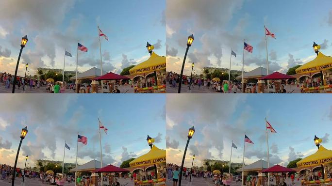 佛罗里达基韦斯特马洛里广场上的日落庆典