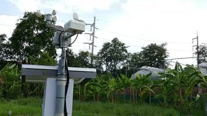 风速计和气象气象站，用于监测农田的风速，湿度