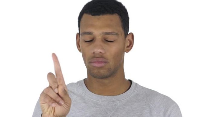 美国黑人男子挥舞手指拒绝的肖像