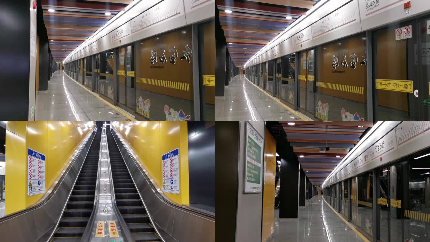空荡的地铁站等地铁清晨的地铁站 手扶梯