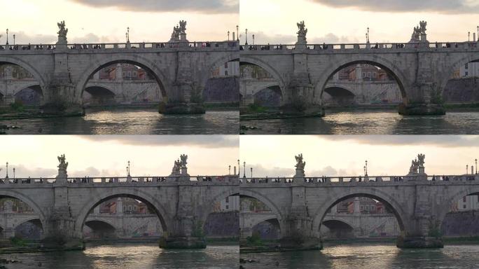 意大利罗马的台伯河与桥的景色