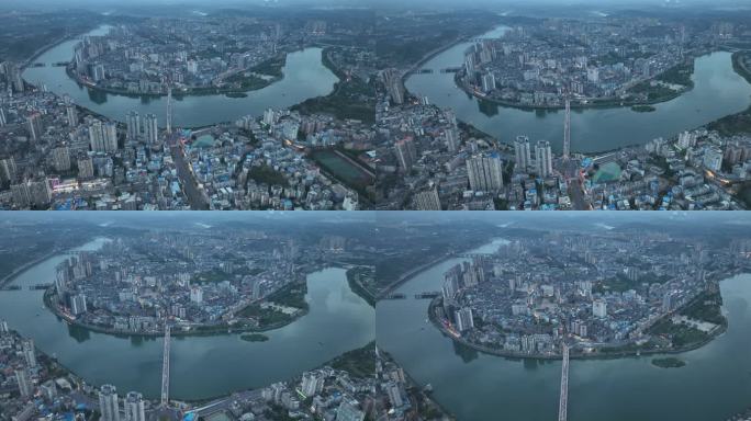 内江航拍内江市大景东兴区市中区远景沱江