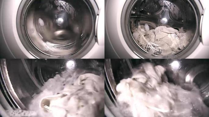 在洗衣机中压制和漂洗，三个方案