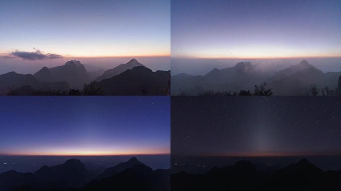 日夜山云移动日落时间星移，4k分辨率