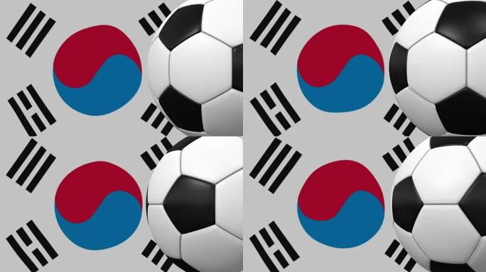 带有韩国国旗背景的足球循环