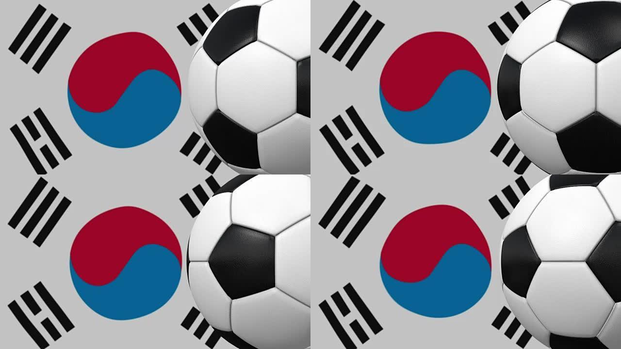 带有韩国国旗背景的足球循环