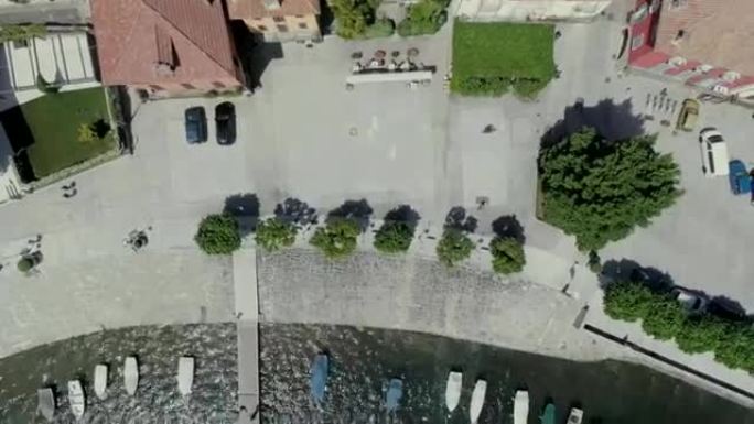自行车苏美尔意大利意大利里维埃拉在意大利湖山附近的无人驾驶飞机飞行，无人驾驶飞机全高清自然飞行hoo