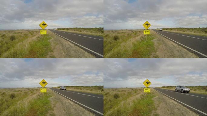 澳大利亚维多利亚大洋路附近的警告袋鼠标志