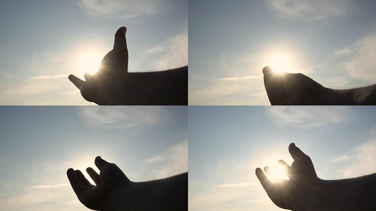 人类触摸太阳的手