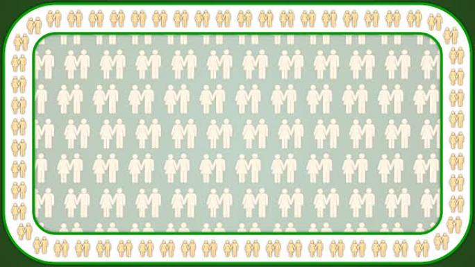 男人和女人绿色背景矩形框架
