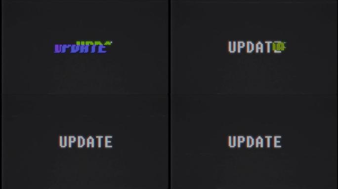 复古视频游戏更新文字电脑旧电视故障干扰噪音屏幕动画无缝循环新质量通用复古运动动态动画背景彩色快乐视频