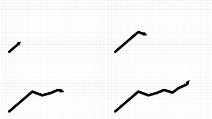 股票市场箭头越来越多地指向白色图形纸黑色