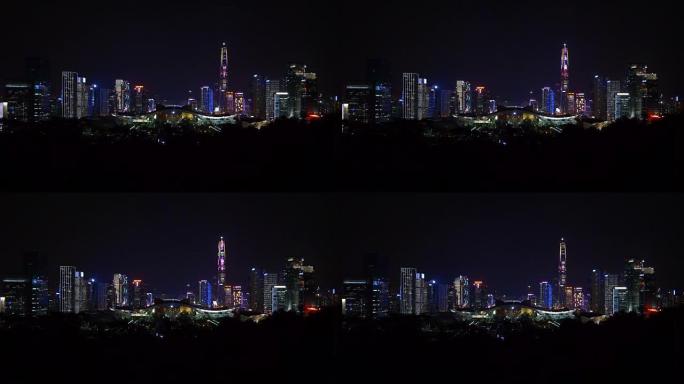 夜间深圳市市中心公园视点全景4k中国
