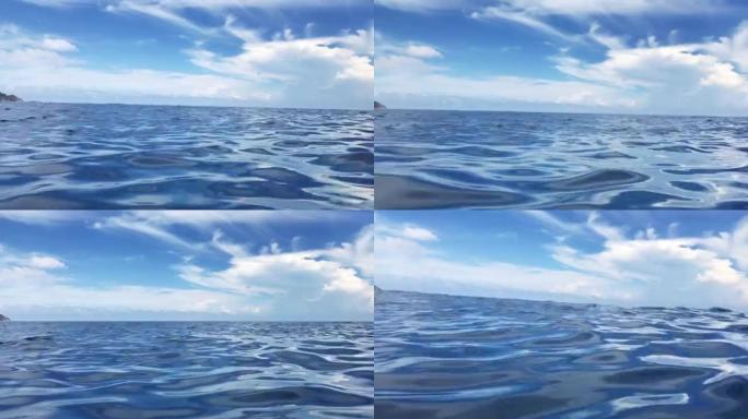 观点，漂浮在蓝天云雾的蓝色海洋中