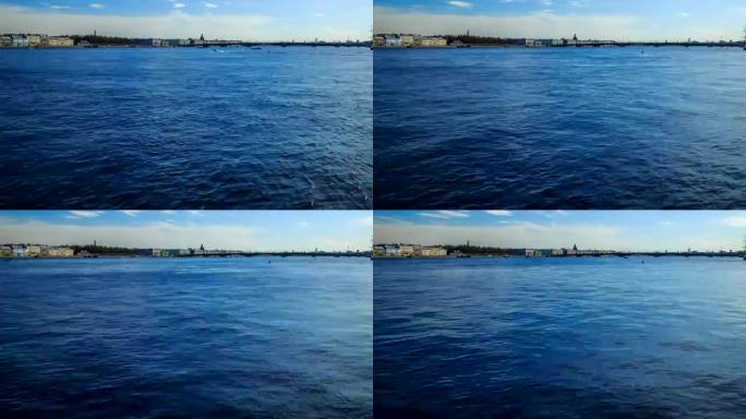 圣彼得堡春天的三一桥全景图。间隔拍摄