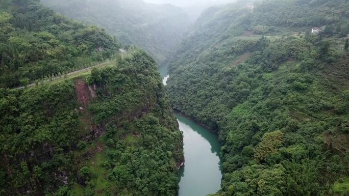 青山绿水河流山路村庄大疆航拍