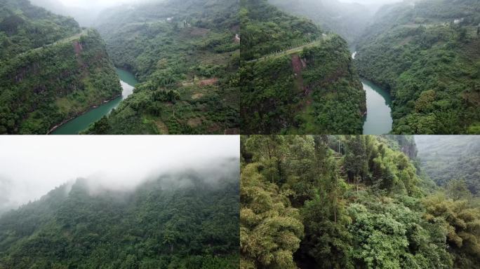 青山绿水河流山路村庄大疆航拍