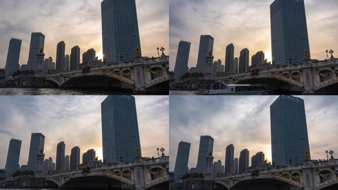 天津北安桥合生国际大厦 日落延时摄影4K