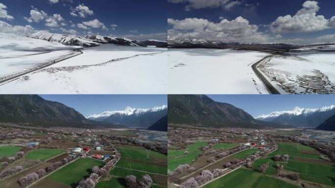 西藏冰天雪地公路航拍航拍视频