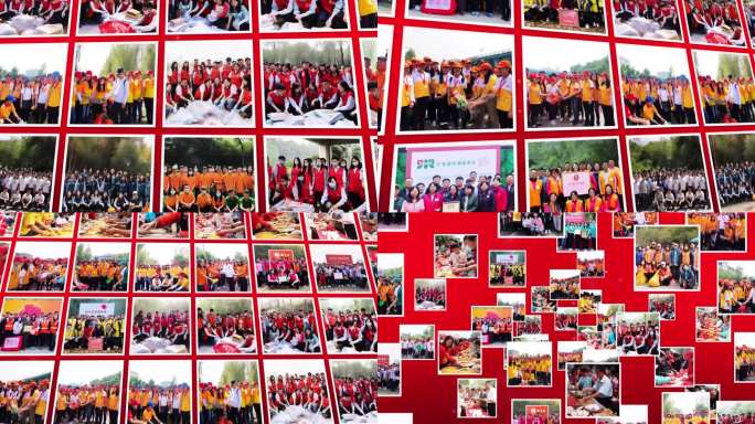 照片墙60张红色企业商务科技图文汇聚