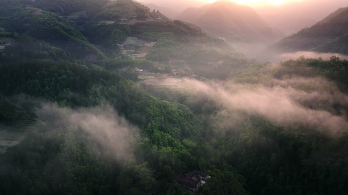 航拍陕西石泉山景色4K