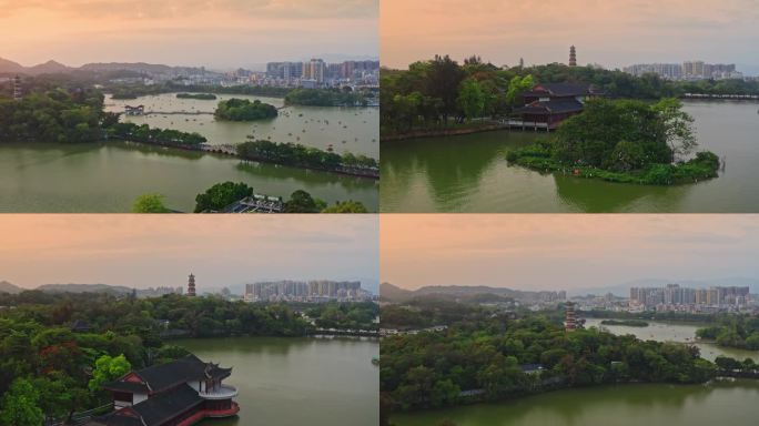 【4K超清】惠州西湖黄昏时刻航拍