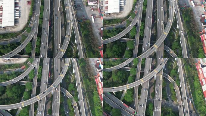 深圳盐田港深盐路车流航拍