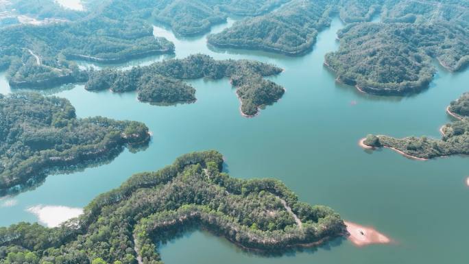 惠州水库湖泊淡水湖惠州红花湖公园航拍