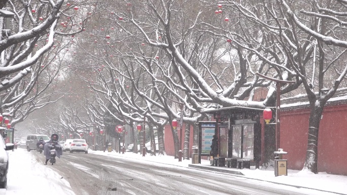 大雪天路上的汽车电动车