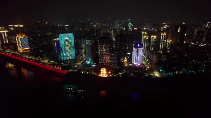宜昌西陵区夜景4K航拍
