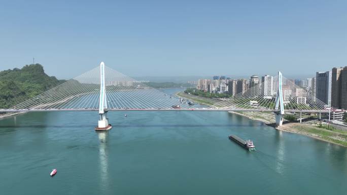 宜昌夷陵长江大桥4K远近景航拍