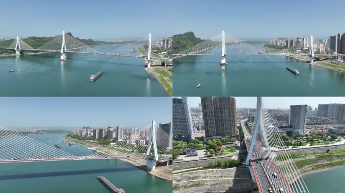 宜昌夷陵长江大桥4K远近景航拍