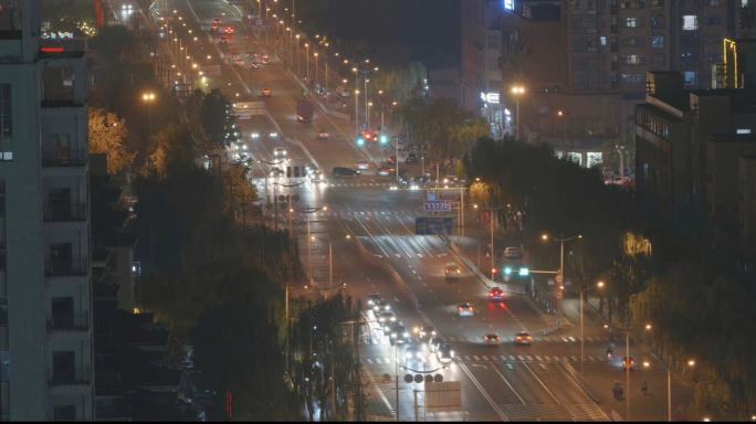 城市夜景夜景车流人流