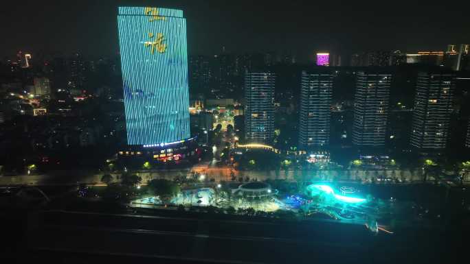 宜昌江滩沿江大道夜景4K航拍