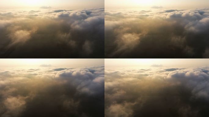 城市云端之上云海震撼唯美航拍