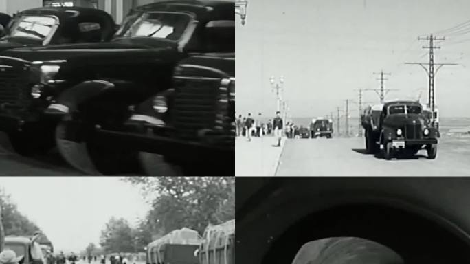 行驶在路上的解放牌卡车50年代