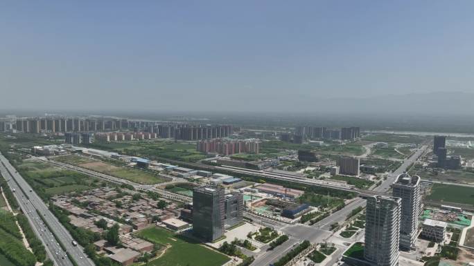 陕西杨凌城市环境航拍4K国家级高新区素材