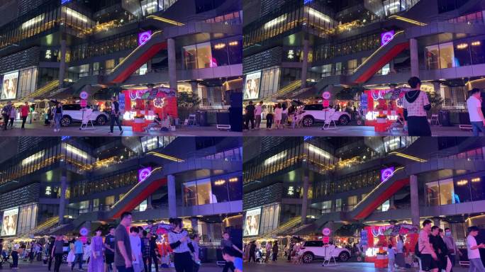 五一节重庆夜晚特色商业街繁华都市人流延时