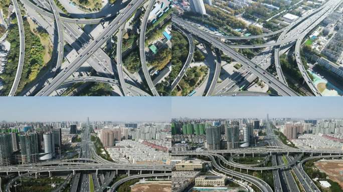 合集城市错综复杂高架立交桥交通航拍