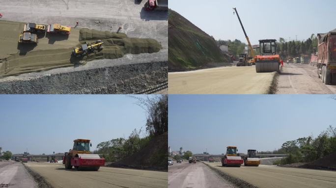 修路施工工人路面道路工地工程公路建筑建设